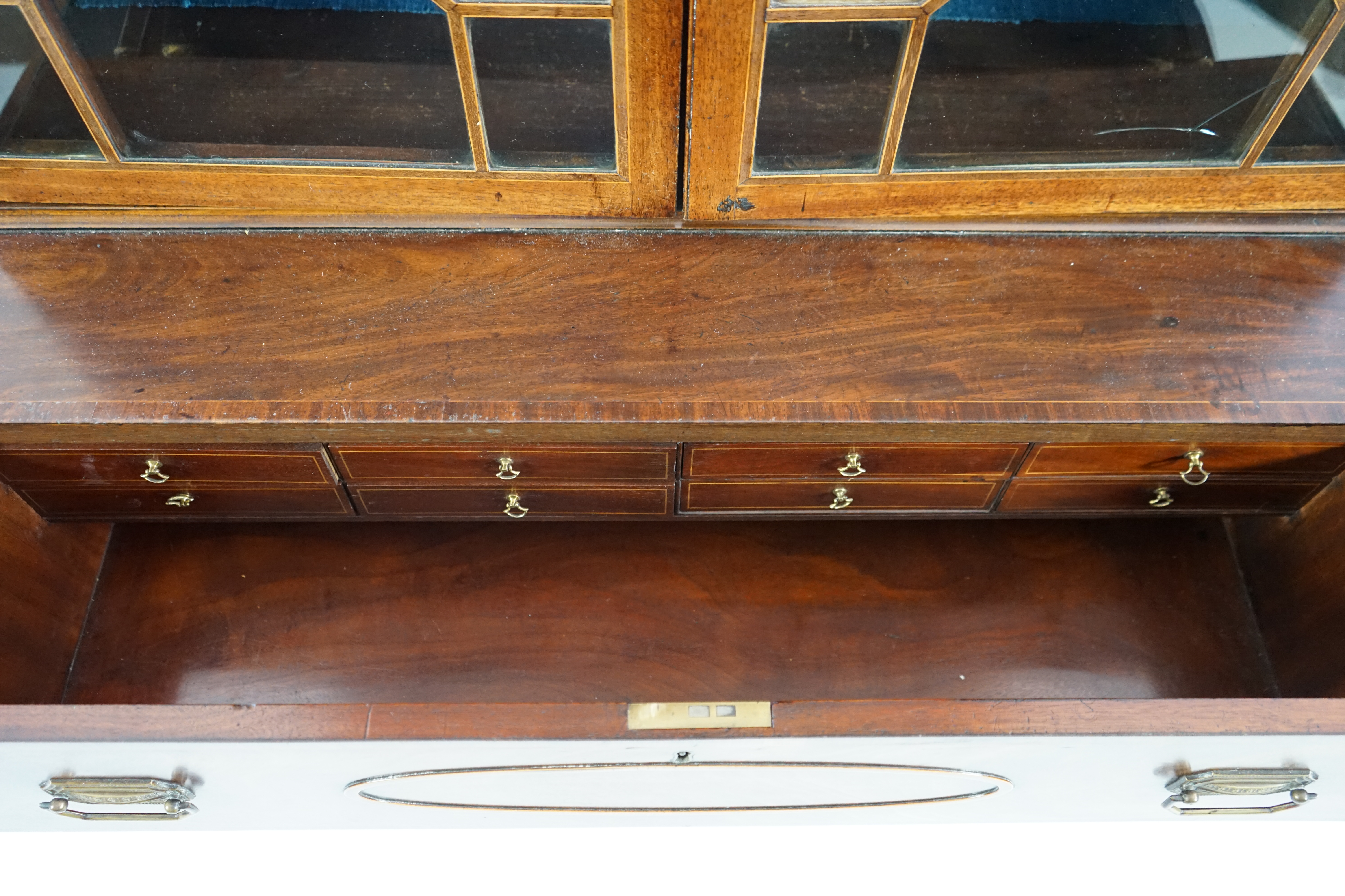 A late George III mahogany secretaire bookcase